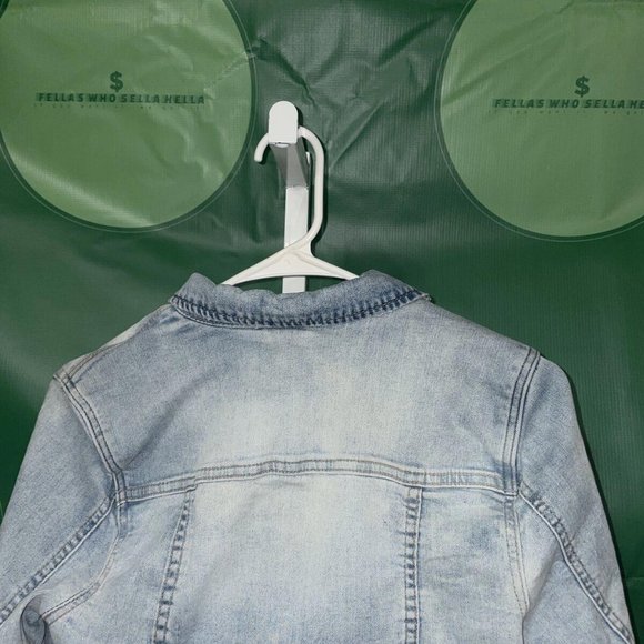 MARKET & SPRUCE Carlin French Terry Hood Denim Jacket in LIGHT BLUE sz S - NWT - Picture 9 of 10